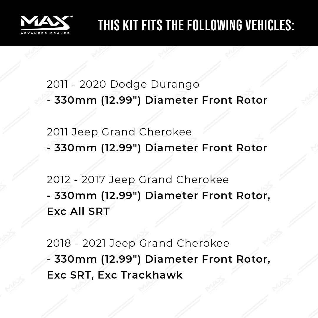 Max Advanced Brakes Front Brake Kit Compatible With 2011-2015 2016 2017 2018-2020 Dodge Durango W/12.99 '' Front Rotor Replaceme