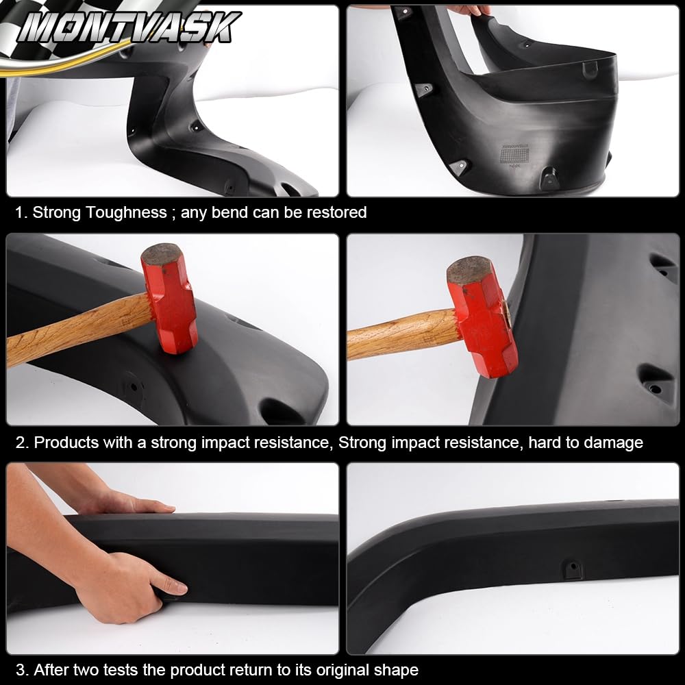 PIT66 Pocket Rivet Upgrade Fender Flares for 1999-2006 Chevy Silverado/GMC Sierra, Textured Black Finish, Fits 99-06 Models
