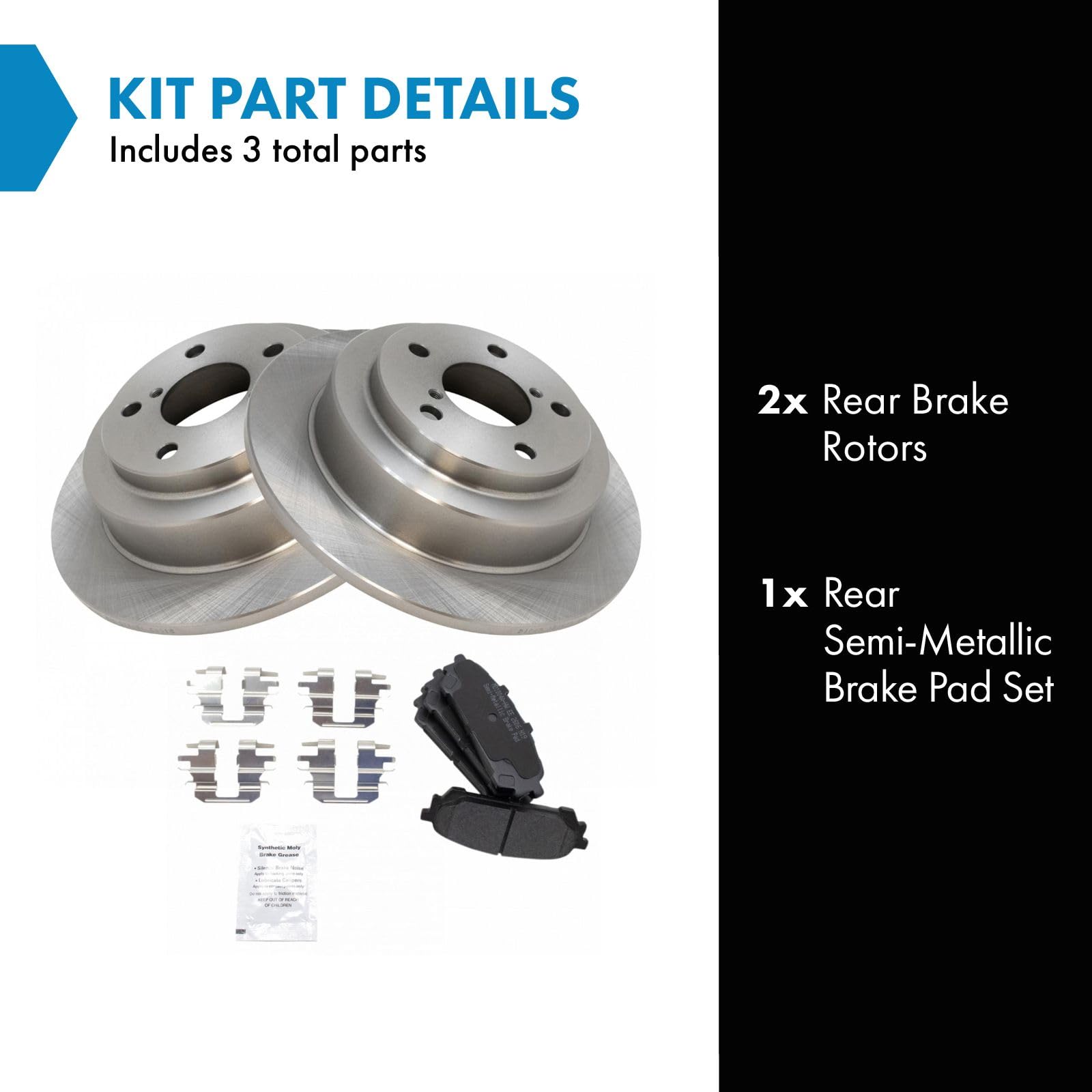 Trq Rear Brake Pad & Rotor Kit Brake Pads Brake Rotor Semi-Metallic Compatible With 2005-2006 Saab 9-2X 2004-2008 Subaru Foreste