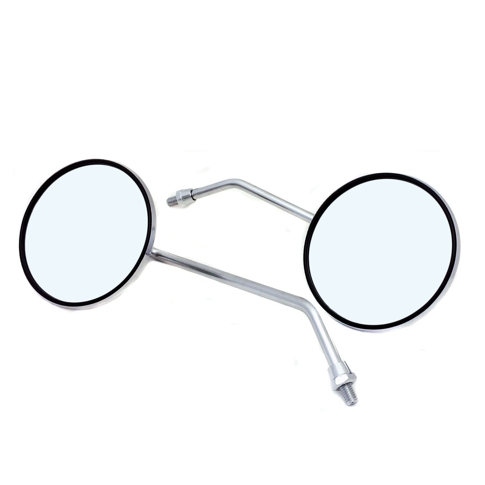 MMG Adjustable Mirror Set, 8mm RH/RH Thread, Chrome Round Shape, Motorcycle Scooter (0514)