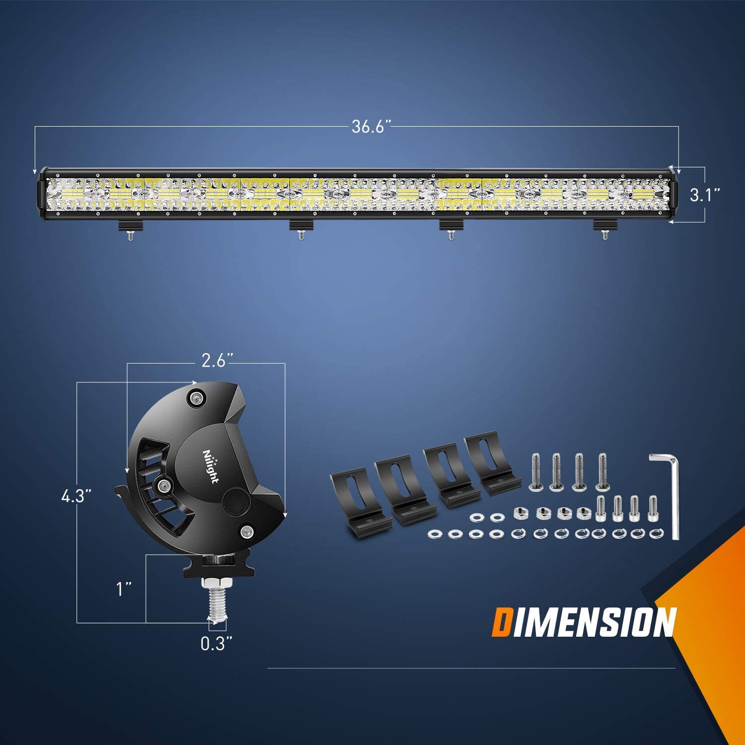 Nilight 37Inch 780W Led Light Bar Triple Row Flood Spot Combo 78000Lm Driving Off Road Lights With 12V Wiring Harness Kit For Tr