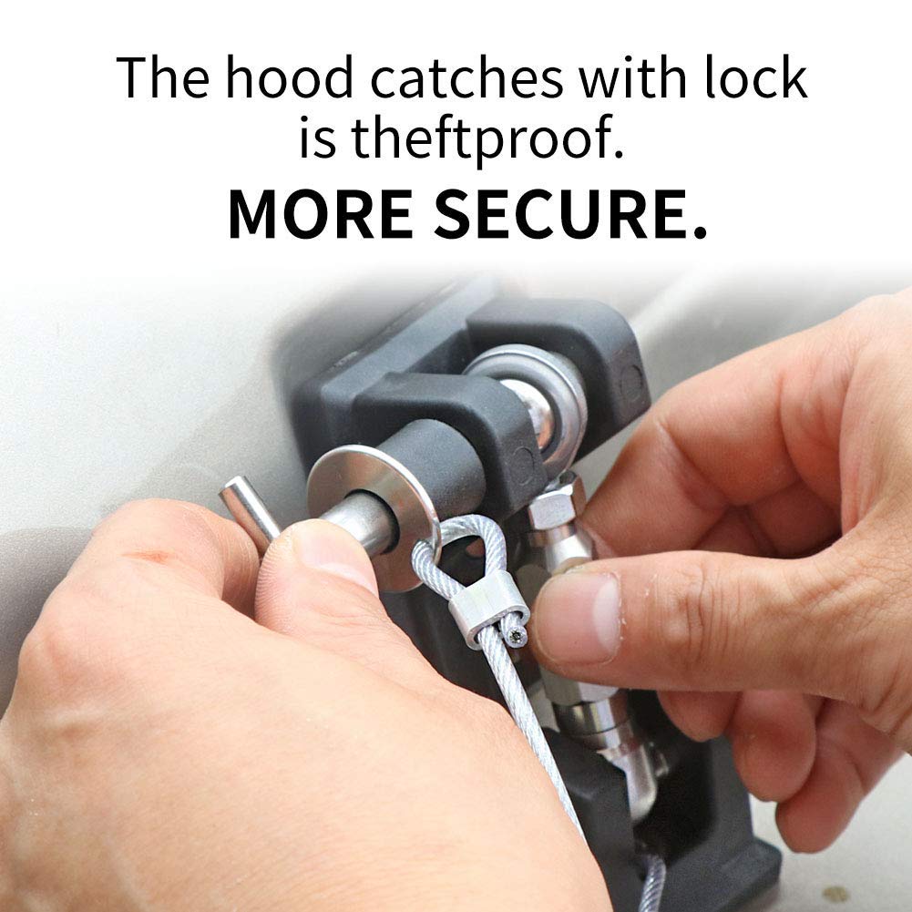 Sukemichi TJ Hood Latches for Jeep Wrangler 1997-2006, Locking Stainless Steel, Eliminates Hood Flutter, 1 Pair