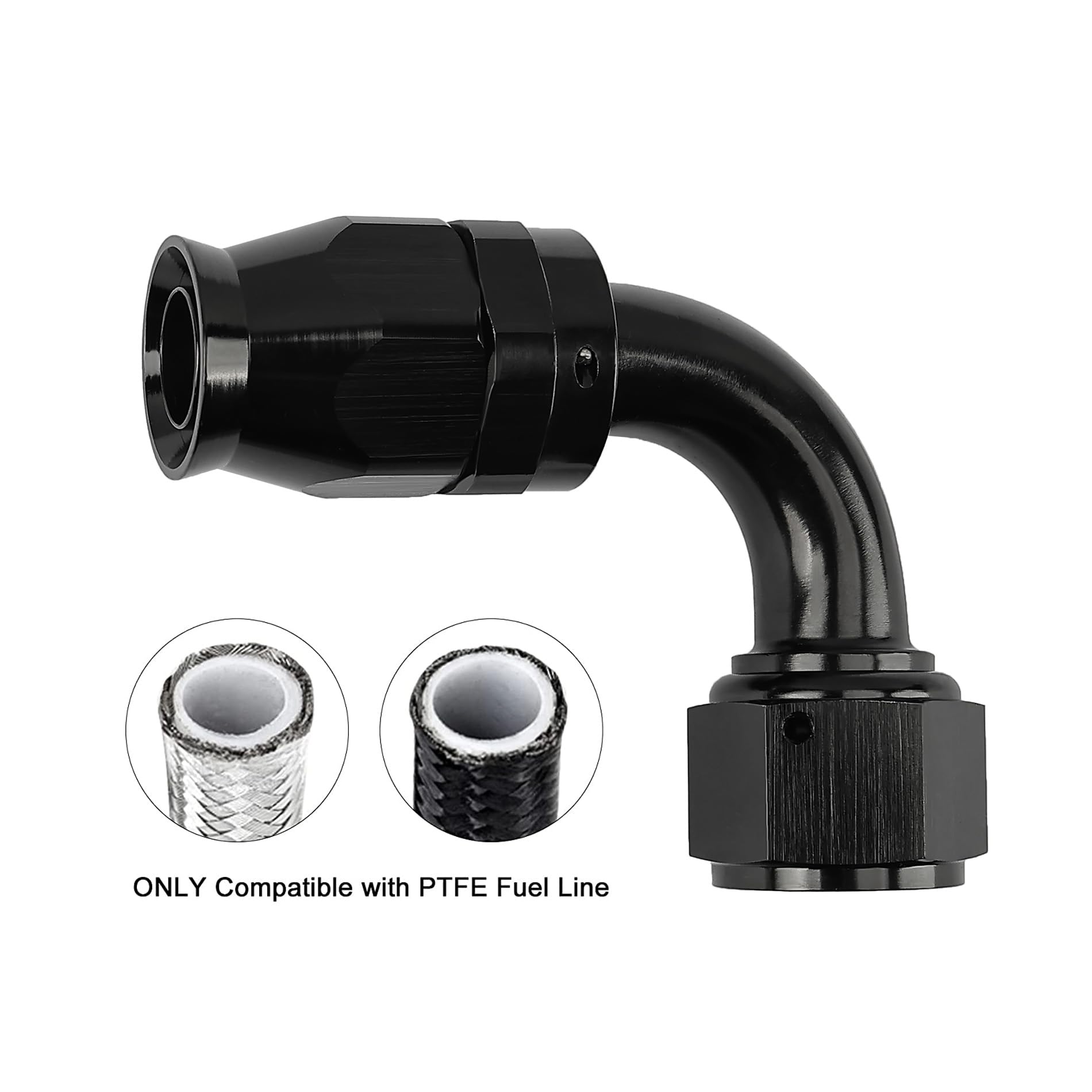 Evil Energy 12An Ptfe Hose End Fitting 90 Degree Black For Ptfe Hose Only 2Pcs