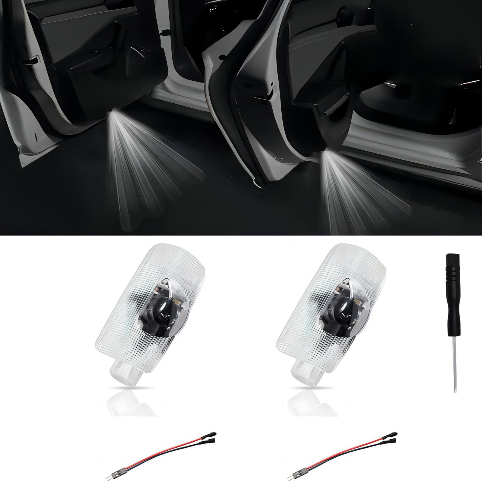 2Pcs Car Door Lights Logo Projector Compatible With Highlander/Camry/4Runner/Sienna/Corolla/Tundra/Prius/Venza/Prado/Sequoia/Rei