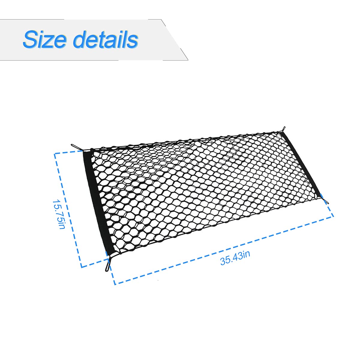 Car Rear Cargo Net, Adjustable Elastic Storage Organizer Net, Trunk Cargo Storage Net, Universal Fit For Car, Vehicle, Suv (35.4