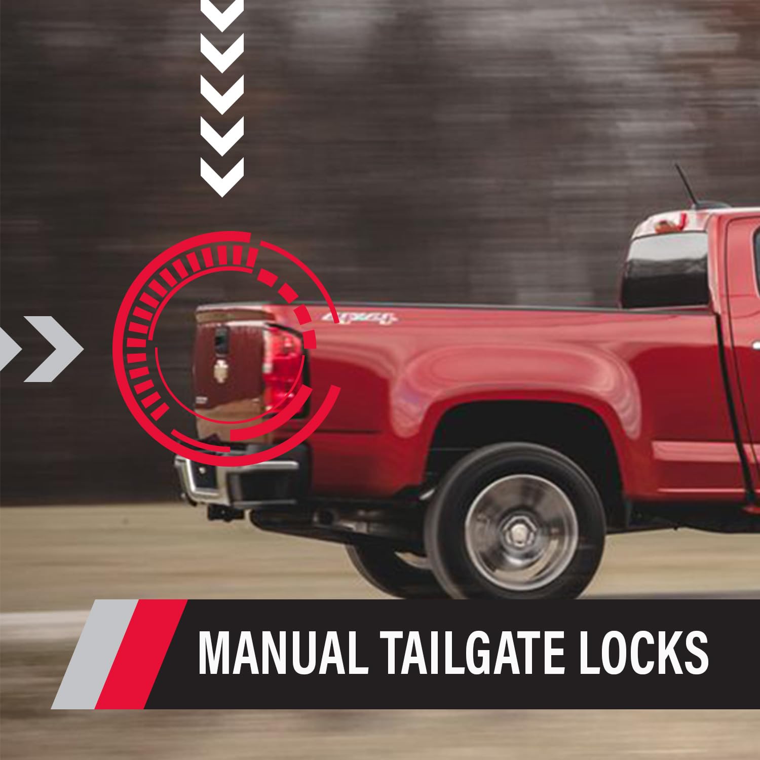 Pop & Lock Tailgate Lock for Chevrolet Colorado & GMC Canyon, Manual, Alloy Steel, Black, Model PL1700, Fits 2004-2015