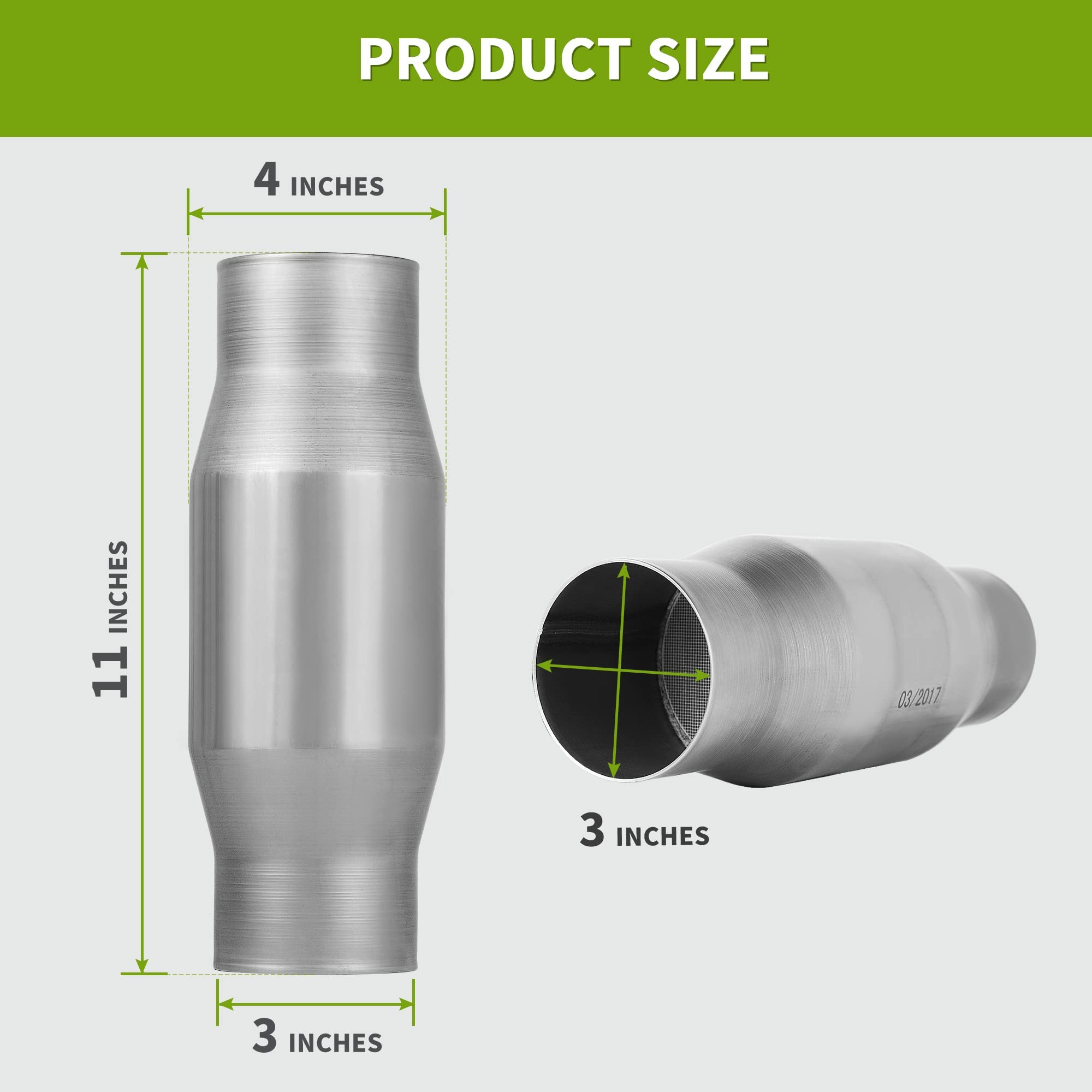 Autosaver88 Atcc0010 3'' Inlet/Outlet Universal Fit Catalytic Converter (Epa Compliant)