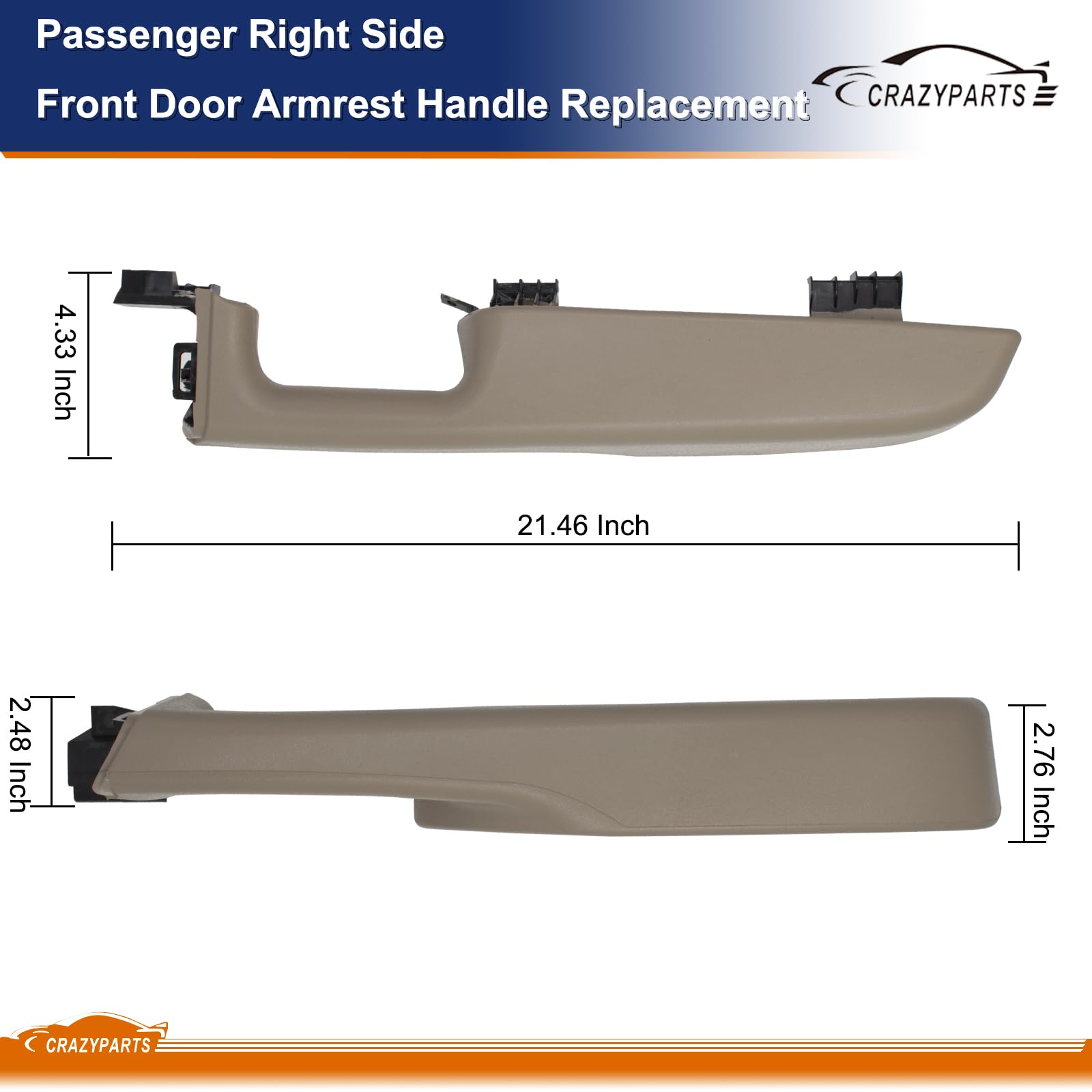Crazyparts Passenger Right Side Front Door Armrest Handle Replacement Compatible With 1999-06 Chevy Suburban/Tahoe, Gmc Yukon/Av