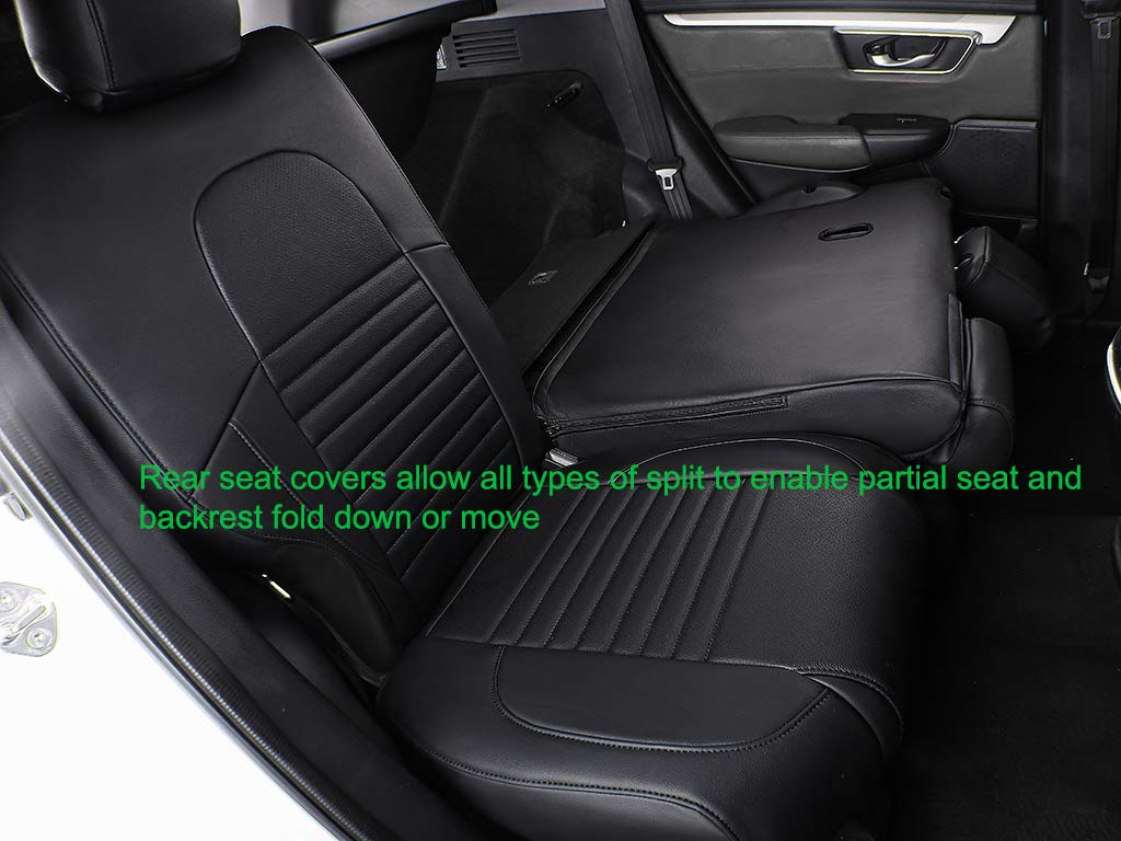 Ekr Custom Fit Crv Seat Covers For Select Honda Crv 2017 2018 2019 2020 2021 2022 - Full Set,Leather (Black)