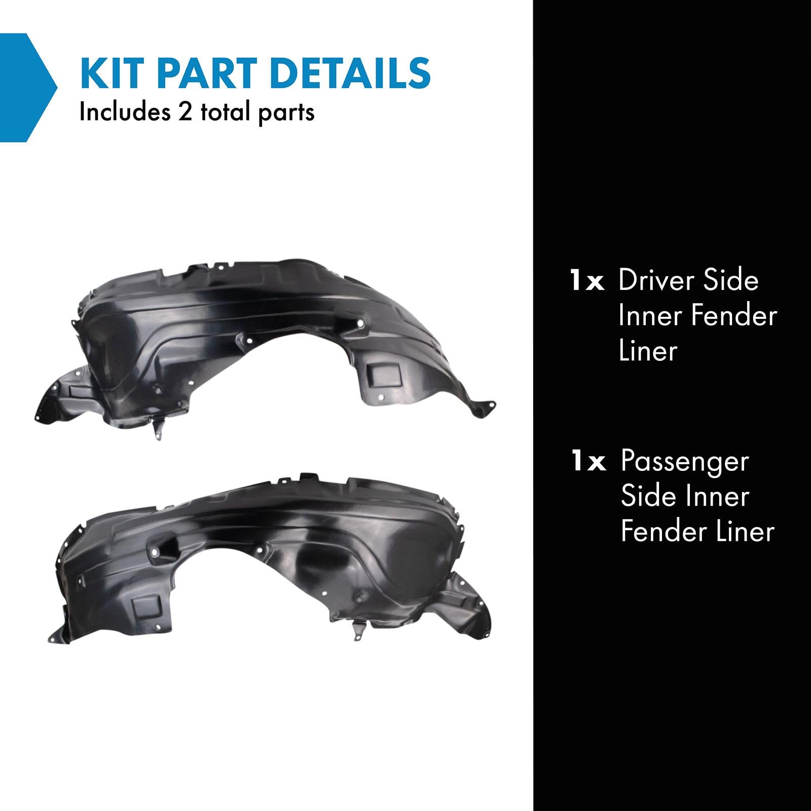 Trq Inner Fender Liner Set Compatible With 2007-2009 Mazda Cx-7 Ma1250106 Ma1251106