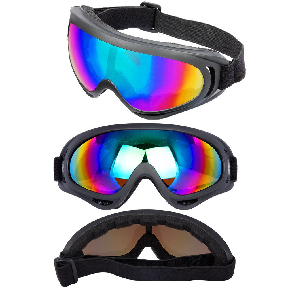 Ljdj Ski Goggles Motorcycle Goggles - Snowboard Glasses Set Of 2 - Dirt Bike Atv Motocross Anti-Uv Adjustable Riding Offroad Pro