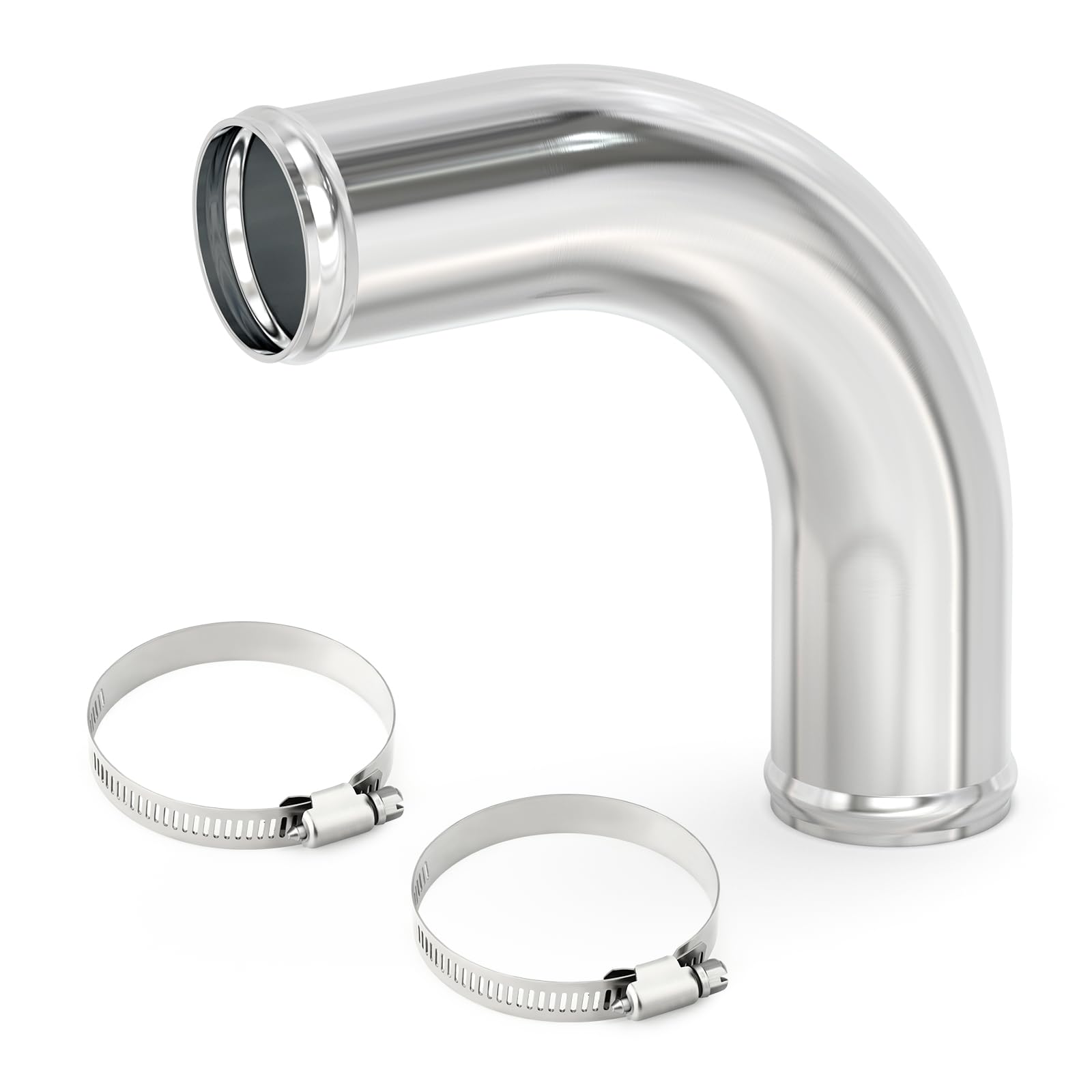 Gasher 1Pcs 90 Degree Elbow Aluminum Alloy Tube 1.75''Od, Leg Length 4'' (100Mm) With Bead Roll, Intercooler Pipe For Intake And