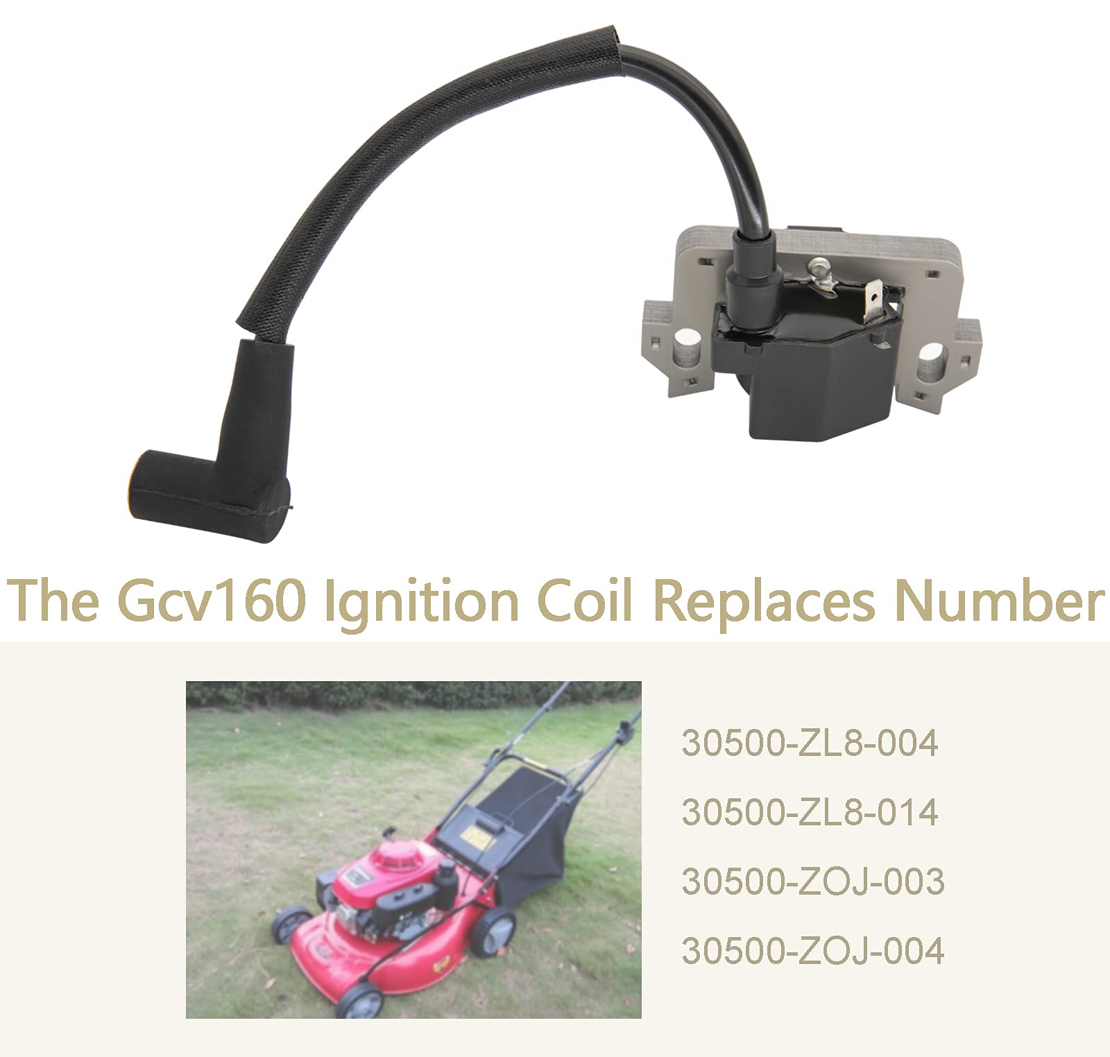 JOHAHTANG GCV160 Ignition Coil - Fits Honda GCV190, GCV160, GCV135, GSV160, GSV190, GC160, Replaces 30500