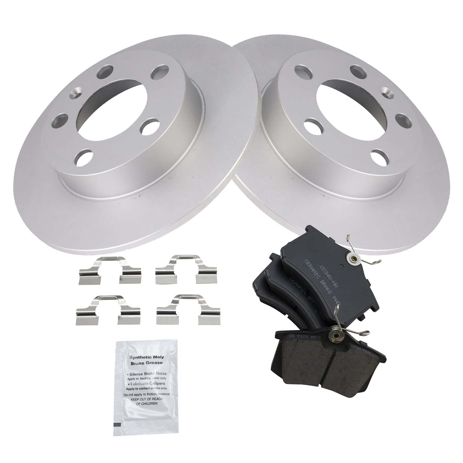 Trq Rear Brake Pad & Rotor Kit Brake Pads Brake Rotor Ceramic Premium G-Coated Compatible With 2007-2010 Volkswagen Beetle 1999