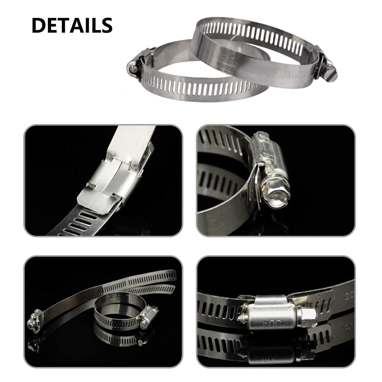 Zipcci Hose Clamp, 25 Pack Stainless Steel Worm Gear Fuel Line Hose Clamps, 13-19Mm (1/2-3/4 Inch)