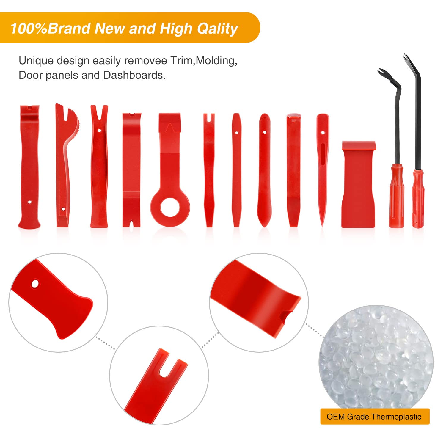 GOOACC Nylon Bumper Fastener Rivet Clips Car Clip Panel Audio Video Dashboard Dismantle Kits Installer Removal Tool (13PCS Trim