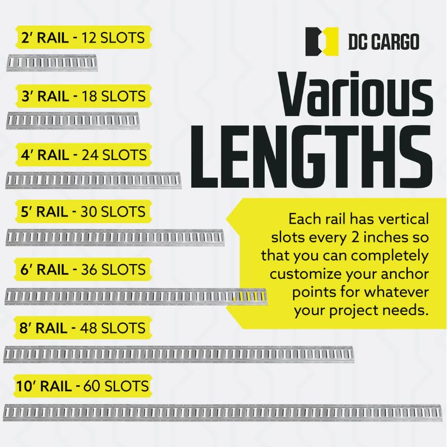 Dc Cargo Mall Outdoor E Track Tie Down Rail Kit 5' (6 Pack) For Garages, Vans, Trailers, Motorcycle Tie Downs, Atv Mountings-Etr