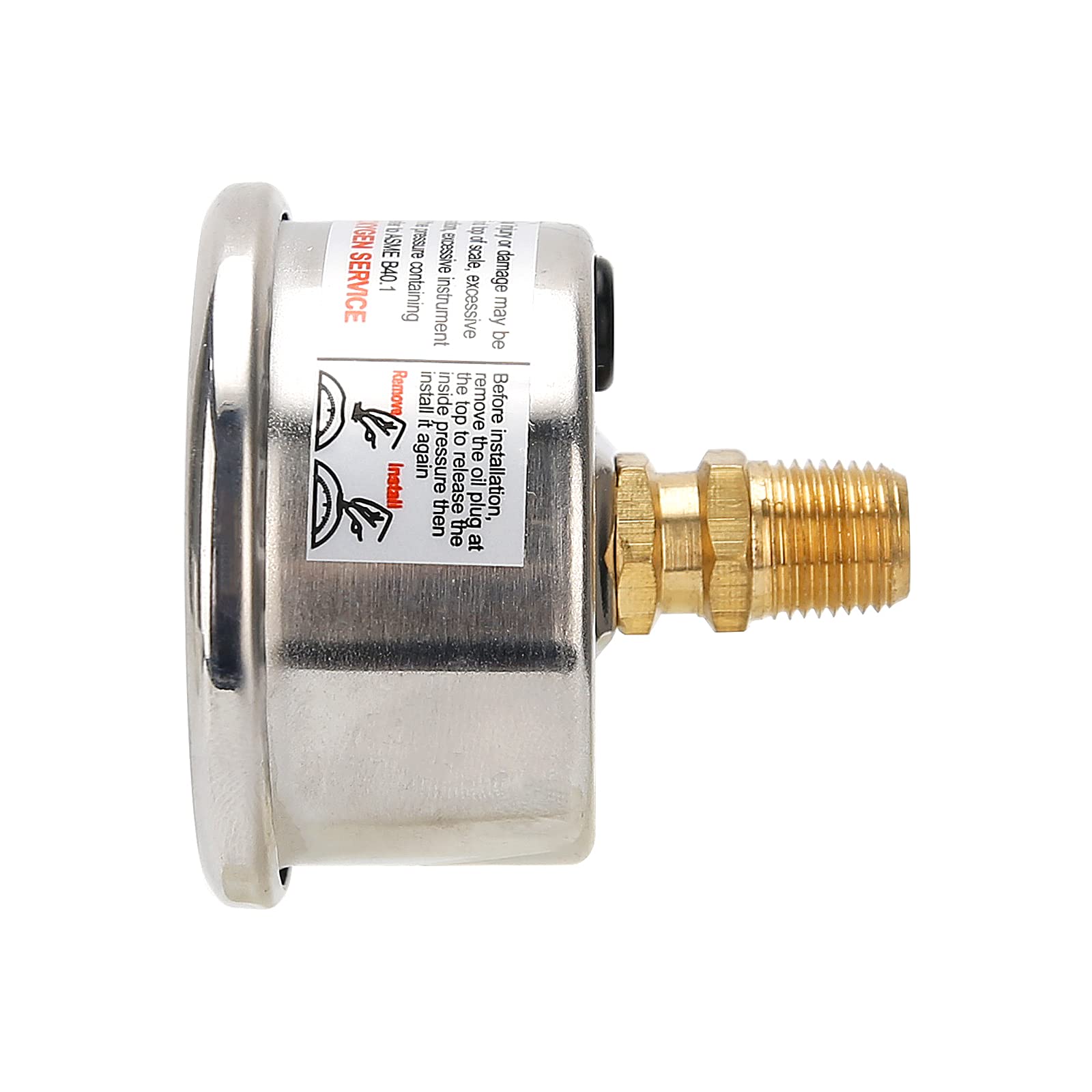Solimeta 1.5'' Dial Size, Oil Filled, Fuel Pressure Gauge 1/8 NPT, Inline Fuel Pressure Gauge, Automotive Replacement Fuel Press