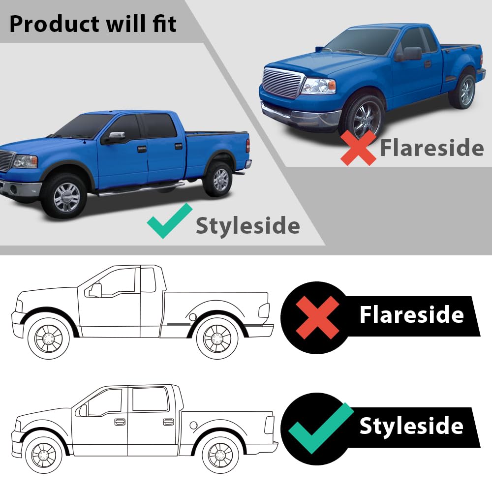 G-Plus Fender Flares Compatible With 2004-2008 Ford F150 66.0 ''/67.0 ''/78.0 ''/96.0 '' Bed Length(Not Fit Heritage Models), Fi