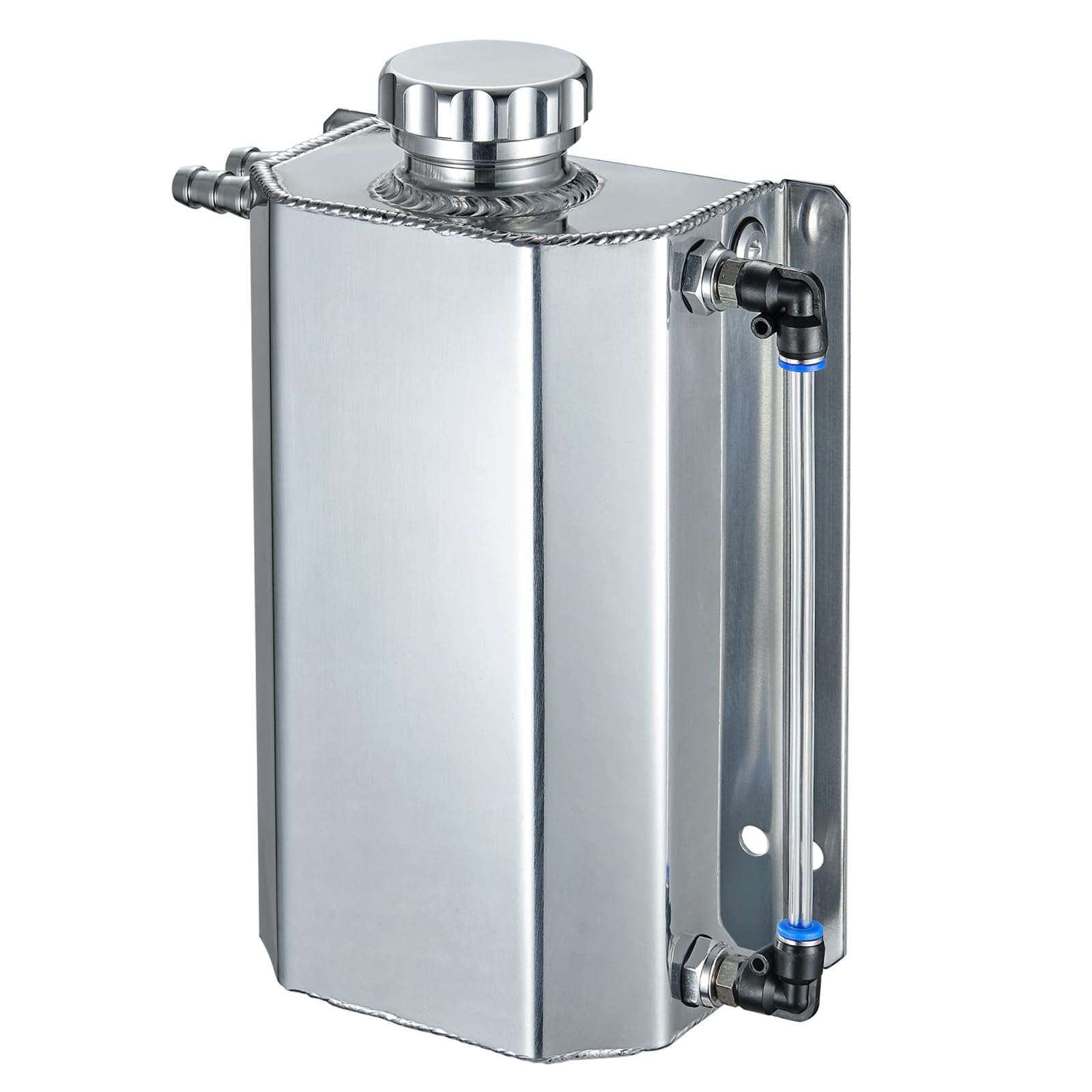 BDFHYK Coolant Overflow Reservoir Tank 2L Expansion Catch Can Universal Radiator Reservoir Polished Aluminum Silver