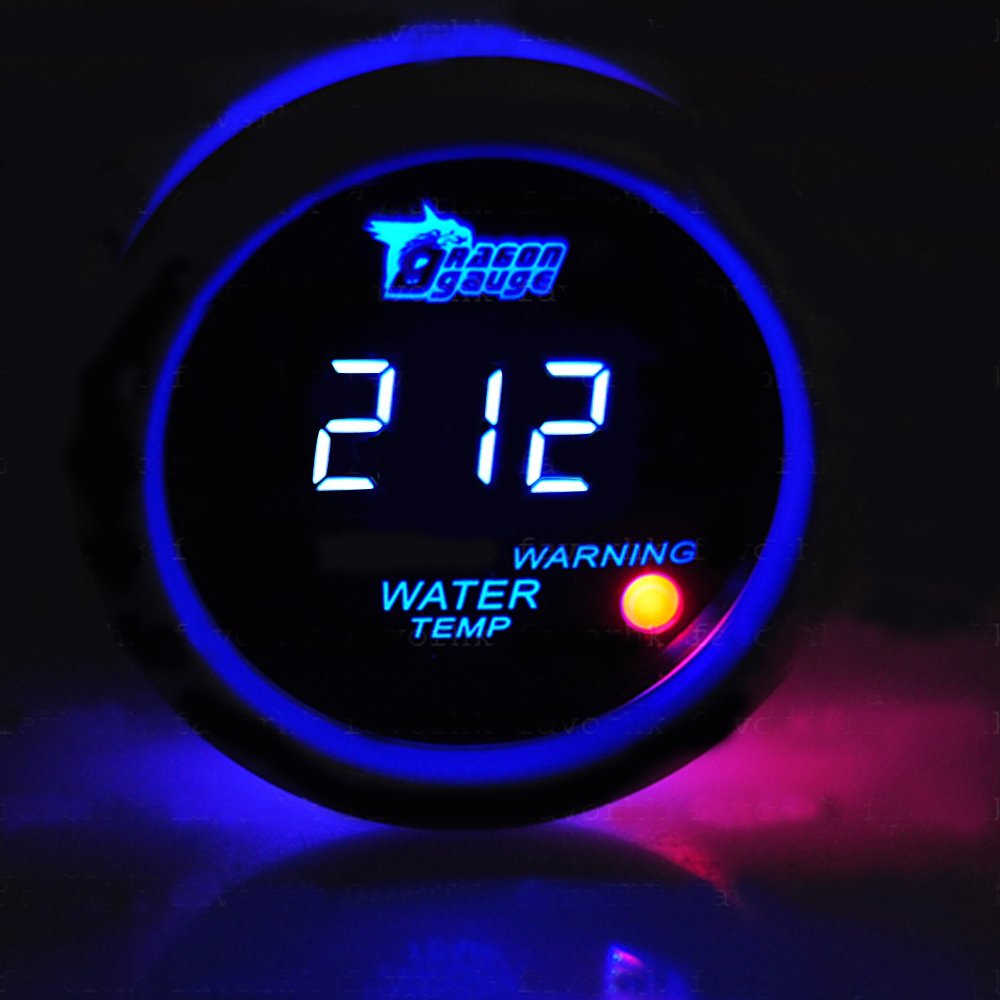 Esupport Car 2'' 52Mm Digital Water Temp Gauge Blue Led Fahrenheit F