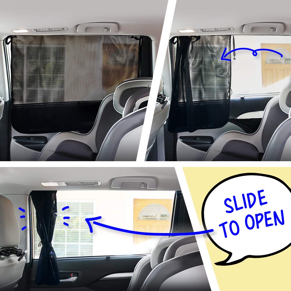 ggomaART Car Side Window Sun Shade - Universal Reversible Magnetic Curtain for Baby and Kids with Sun Protection Block Damage fr
