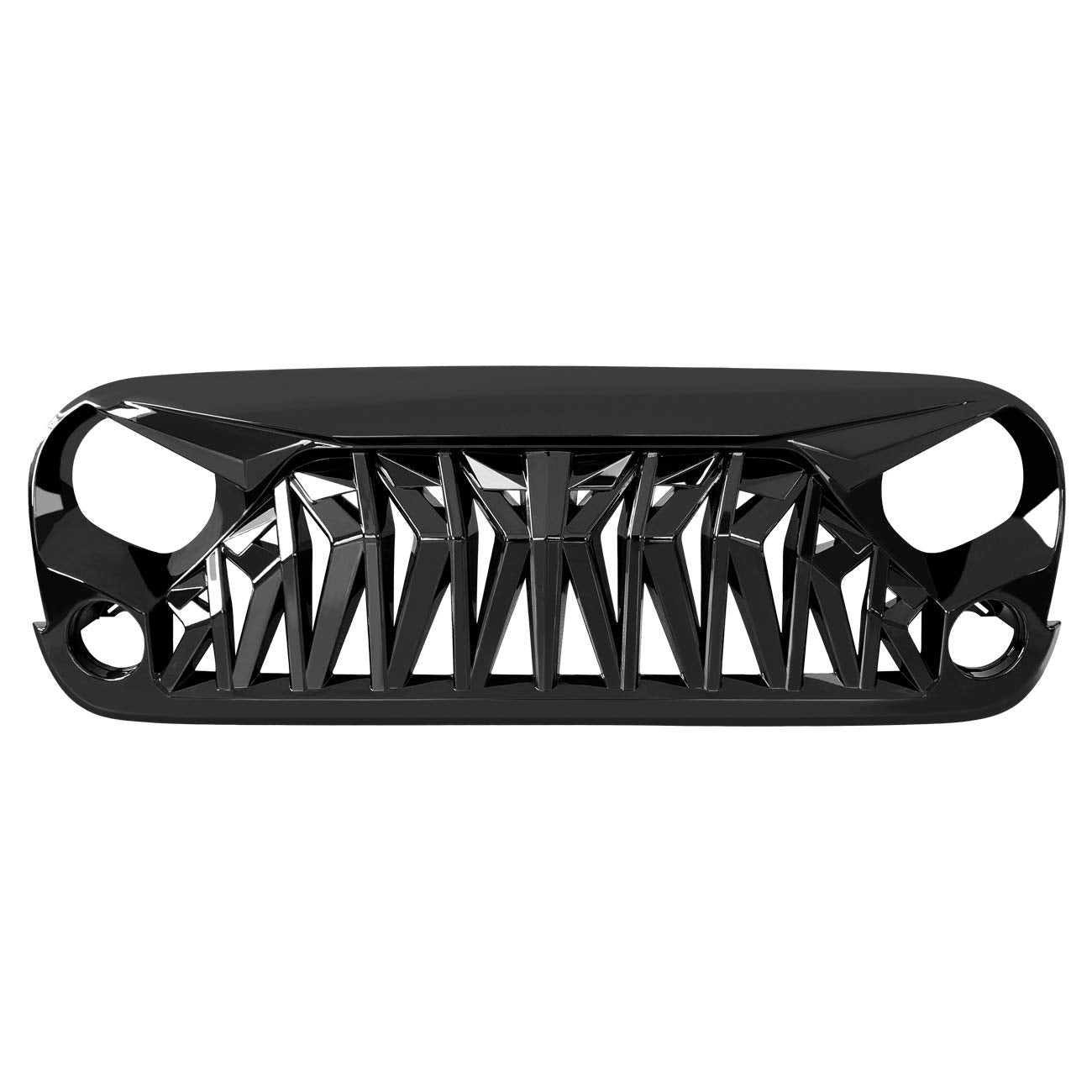 Icars Glossy Black Shark Grill Front Cover For 2007-2018 Jeep Wrangler Jk Jku Accessories & Unlimited, Abs