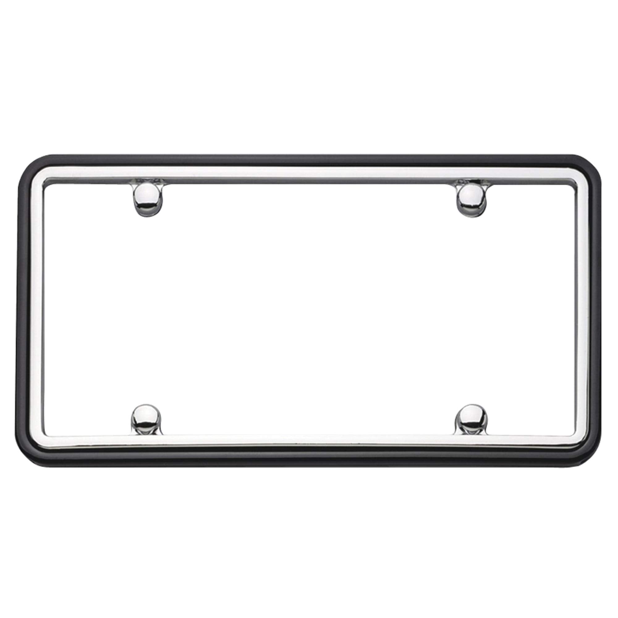 Cruiser Accessories 63350 Two Tone License Plate Frame, Chrome/Black W/Fastener Caps, 1 Frame