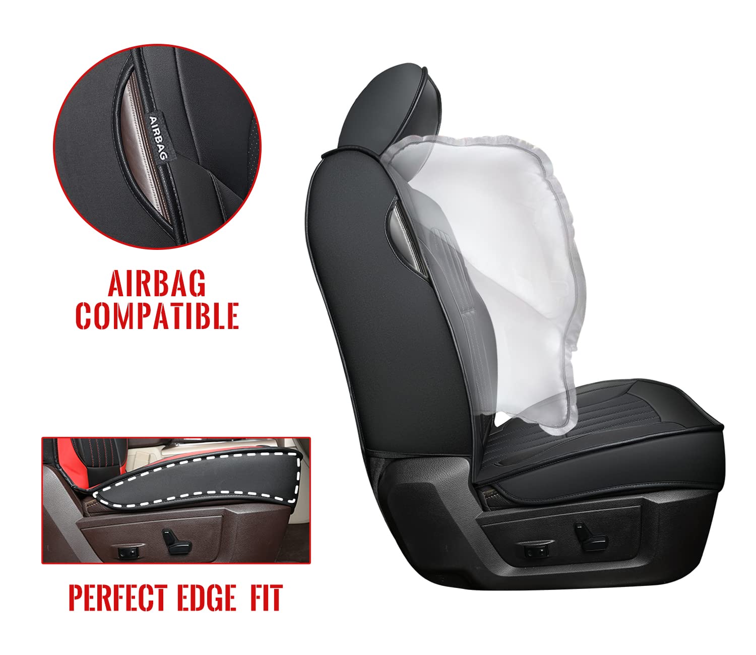 Truckiipa Dodge Ram Seat Covers - Waterproof Leather Protector, Full Coverage Fit for 2002-2023 Ram 1500/2500/3500, Black