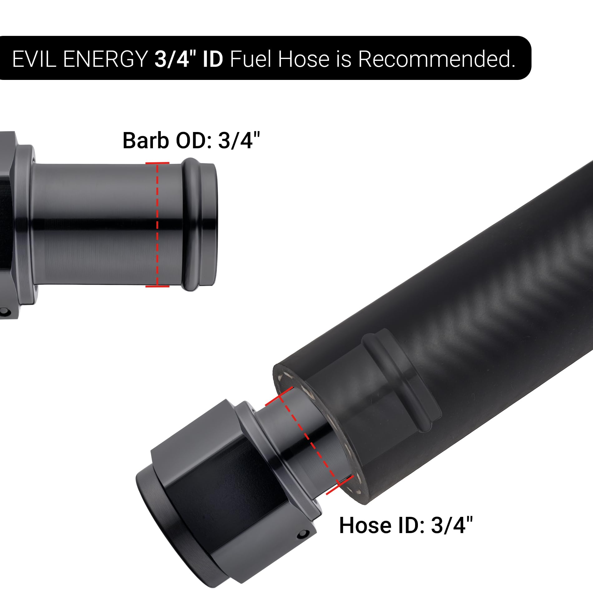 EVIL ENERGY 10AN Female to 3/4" Barb Hose Fitting, Straight Swivel, Aluminum, 2PCS