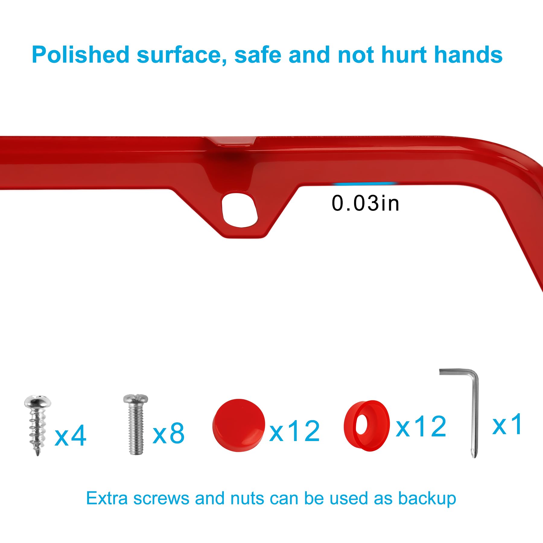 Lrokimg Red License Plate Frames 2 Pack, Stainless Steel Holders, 4 Holes, Universal Fit