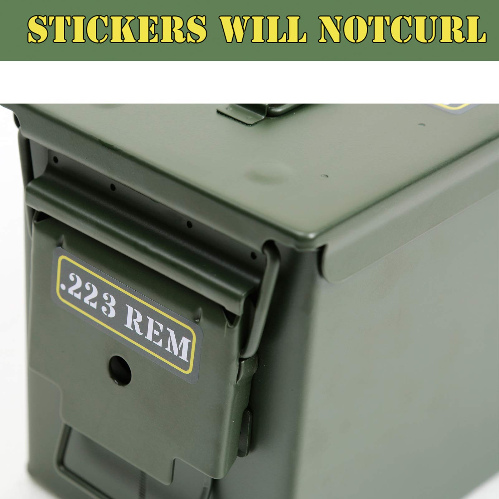 Aolamegs Ammo Can Sticker Set - 40 Pack with 10 Varieties for .22, .223, .308, 9MM, .380, .45, 5.56