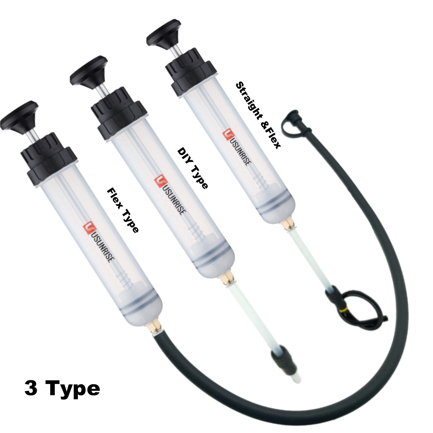 USUNRISE Automotive Fluid Extractor Pump - 200CC Hand Vacuum Oil Change Syringe for Power Steering, Transmission & Brake Fluid, Model JZ-0989