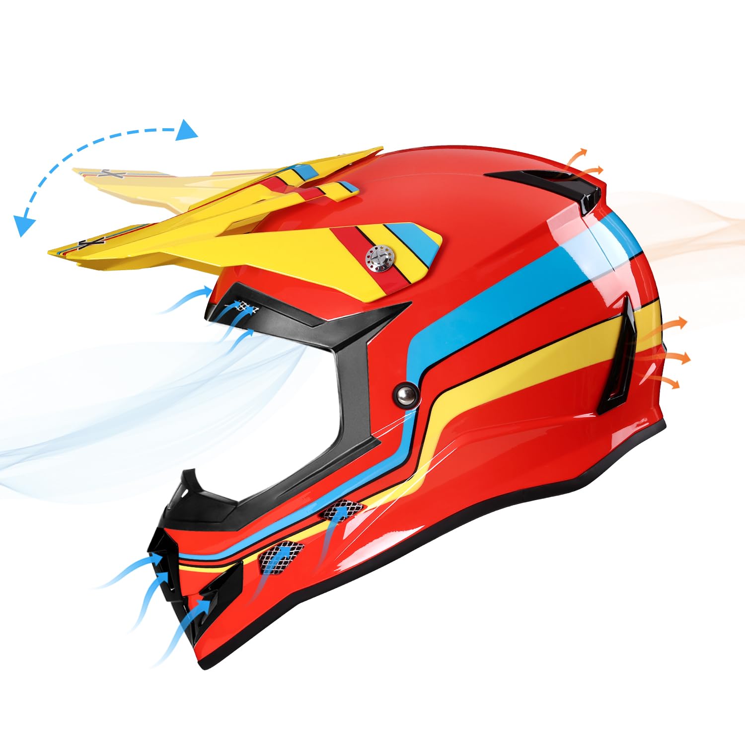 Glx Gx623 Youth Atv/Dirt Bike Helmet Combo - Retro Red, Small - Dot