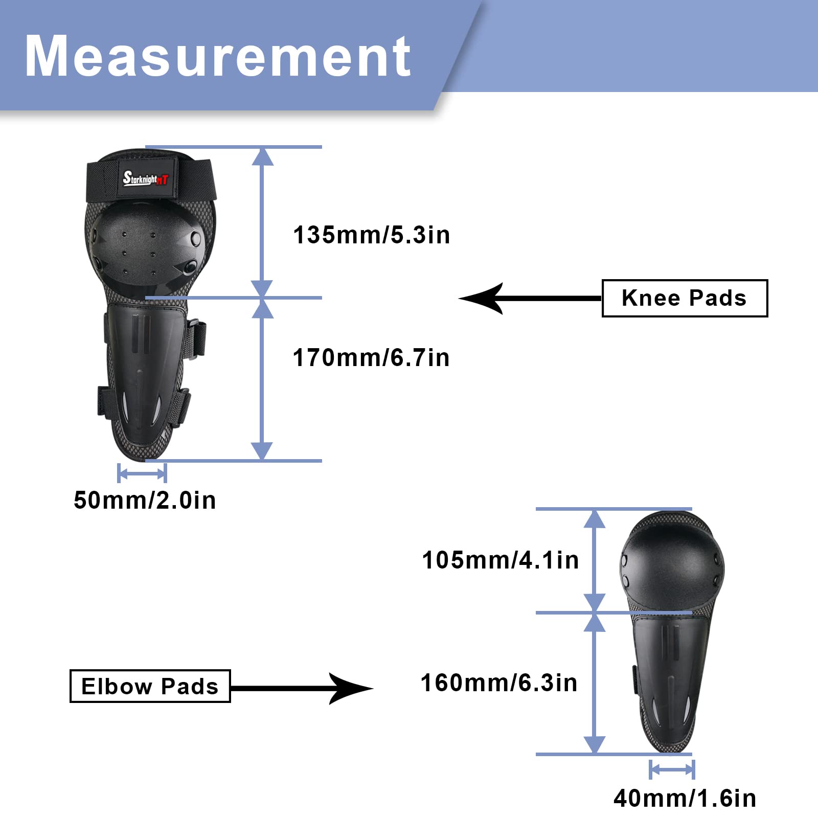 Kids Dirt Bike Elbow Knee Pads,StarknightMT Protective Shin Guards Gear Set for Youth Motorcycle Motocross Mountain Biking Skate