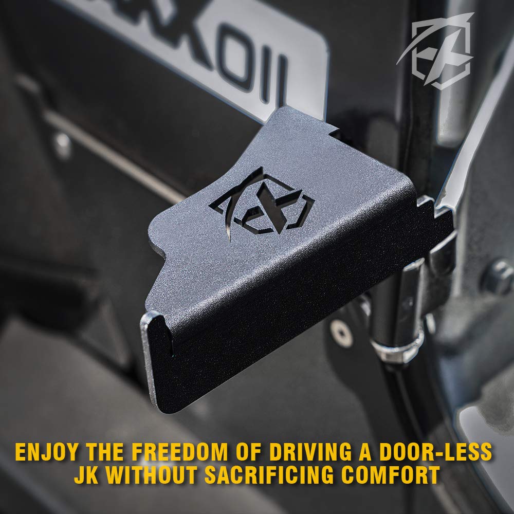 Xprite Door-Off Foot Pegs Compatible With 2007-2018 Jeep Wrangler Jk Jku, Exterior Door Hinge Mounted Rest Pedals Accessories Wi