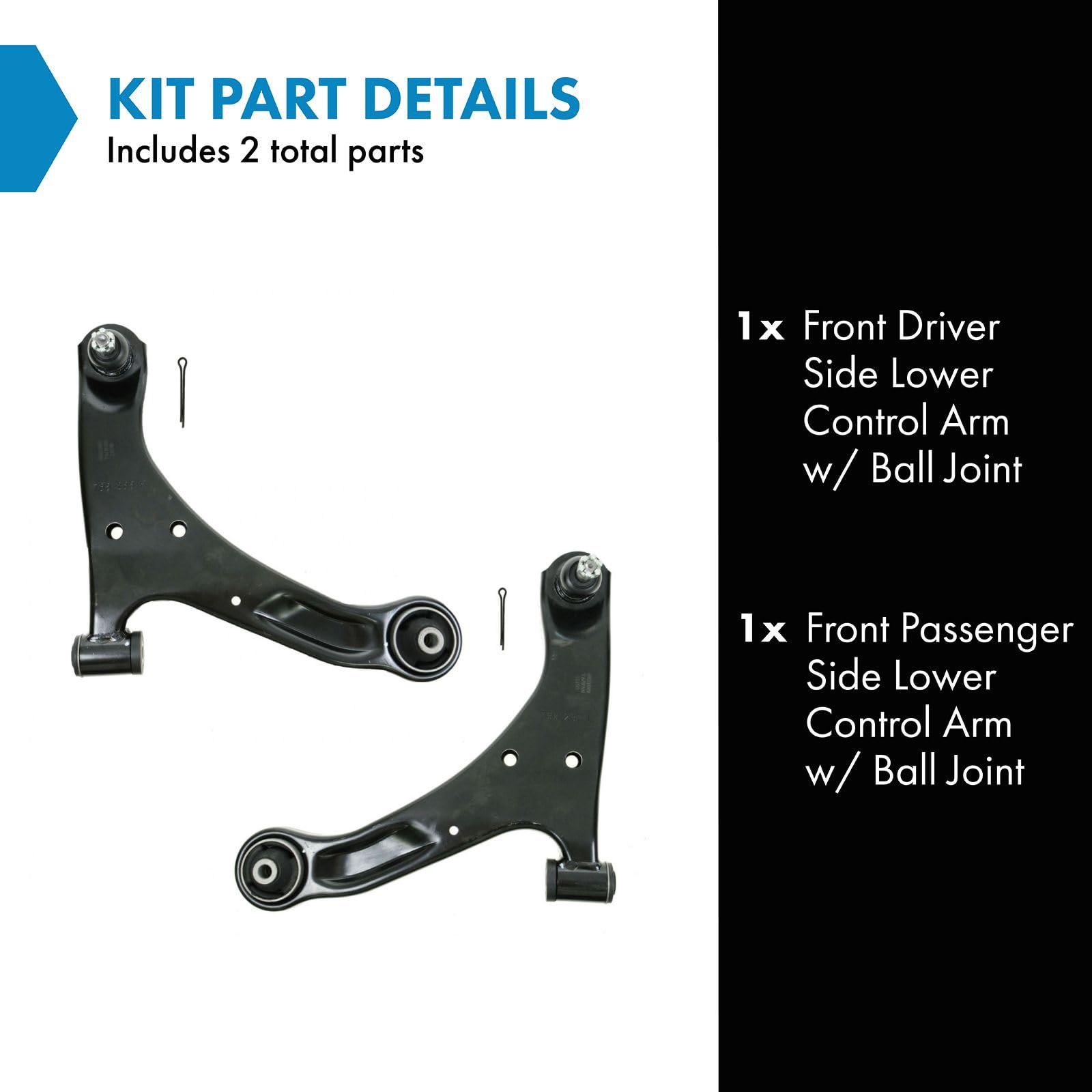 Trq Front Lower Control Arm With Ball Joint Set Compatible With 2006-2013 Suzuki Grand Vitara