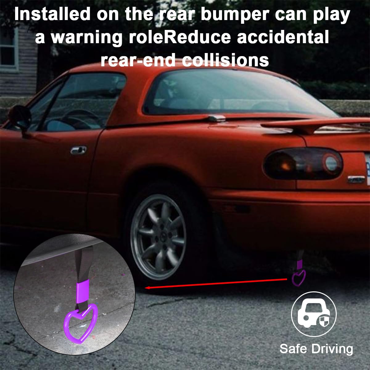 Fekey&Jf 2Pcs Tsurikawa Rings Heart-Shaped Car Hand Strap, Rear Bumper Warning Loop Janpanese Heart Handle For Suv, Subway, Bus,
