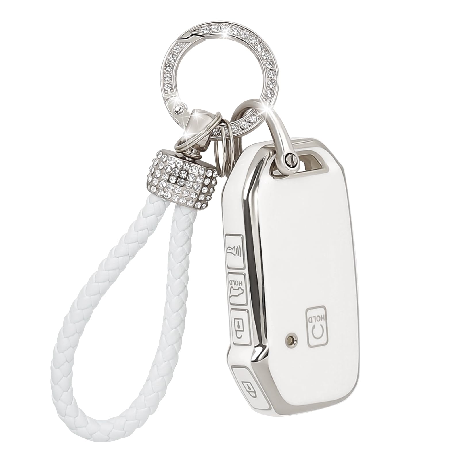 COGEEK Key Fob Cover with Bling Lanyard, Compatible with Ceed Cerato Forte NIRO Seltos Sorento Soul Sportage Telluride K5 Soft T