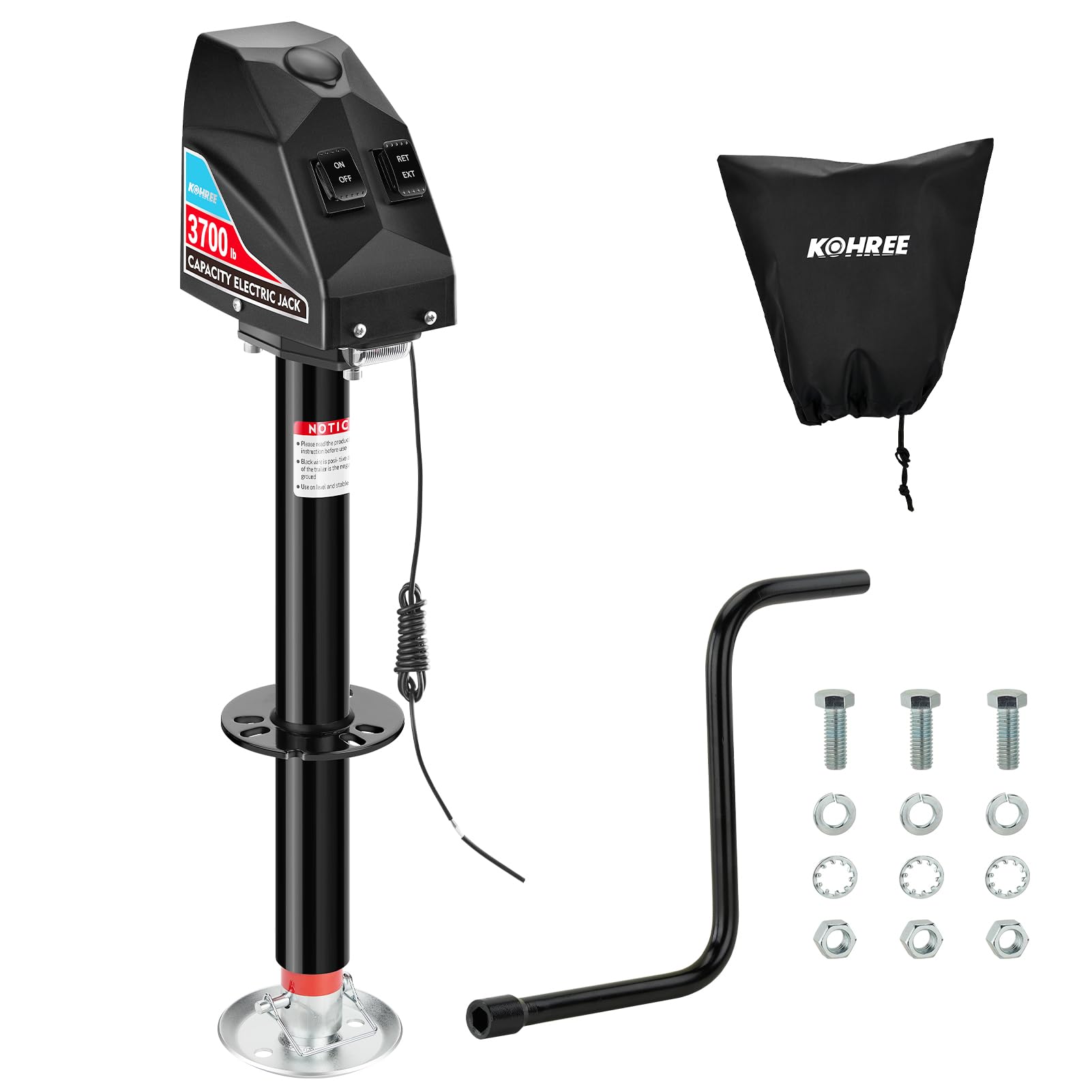 Kohree Electric Trailer Jack 3700Lbs, Heavy Duty Rv Electric Power Tongue Jack Max 4000Lbs For Travel Trailer A-Frame Camper, Wi
