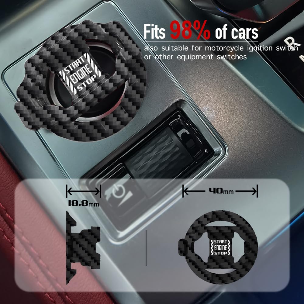 ???????????????? | Tybasthe Push Start Button Cover, Carbon Fiber Car Engine Start Stop Button Cover Protector, Cool Car Accesso