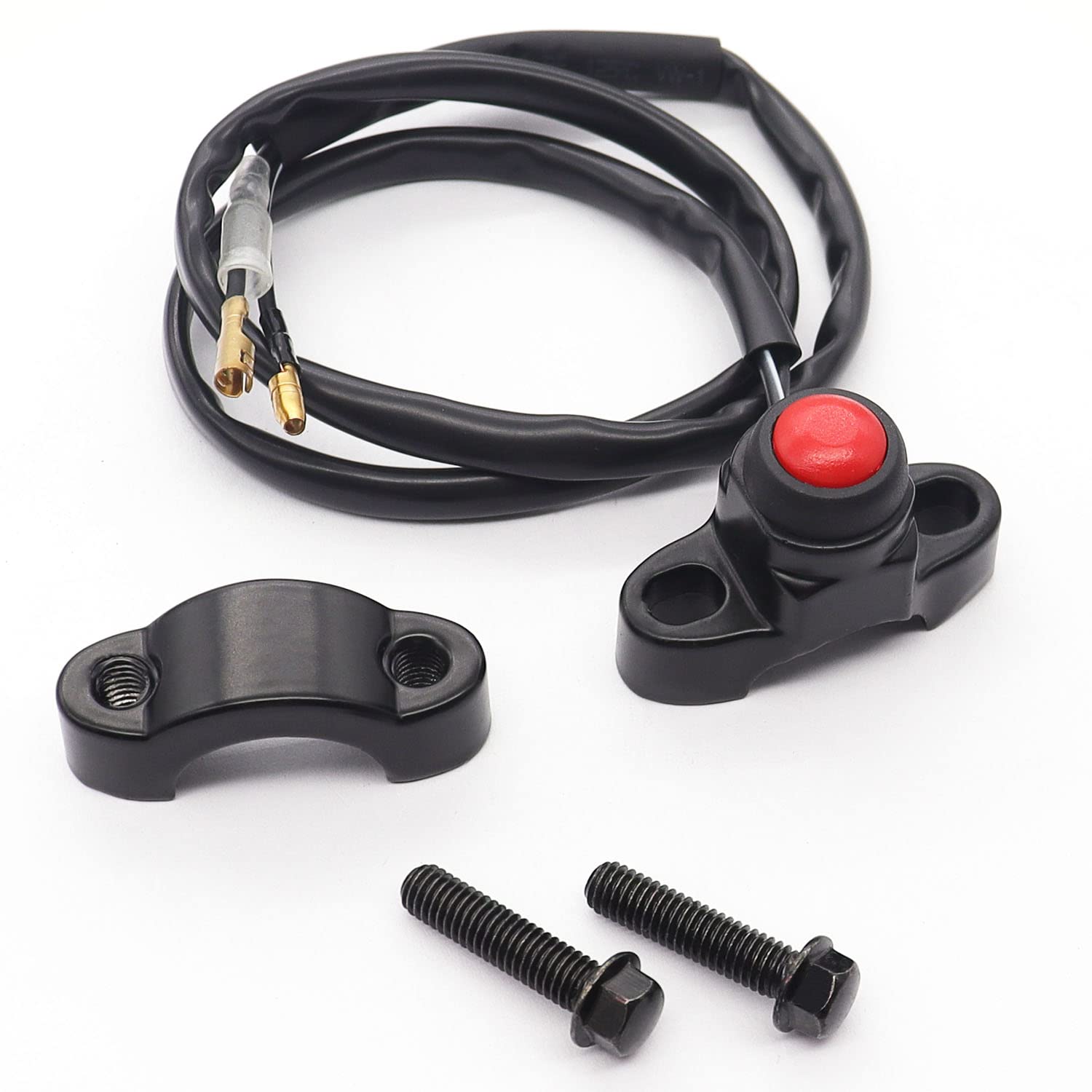 weideer 12V Motorcycle Engine Stop Start Kill Switch ON/Off CNC Universal 7/8inch 22mm Momentary Push Button Switch with Mountin
