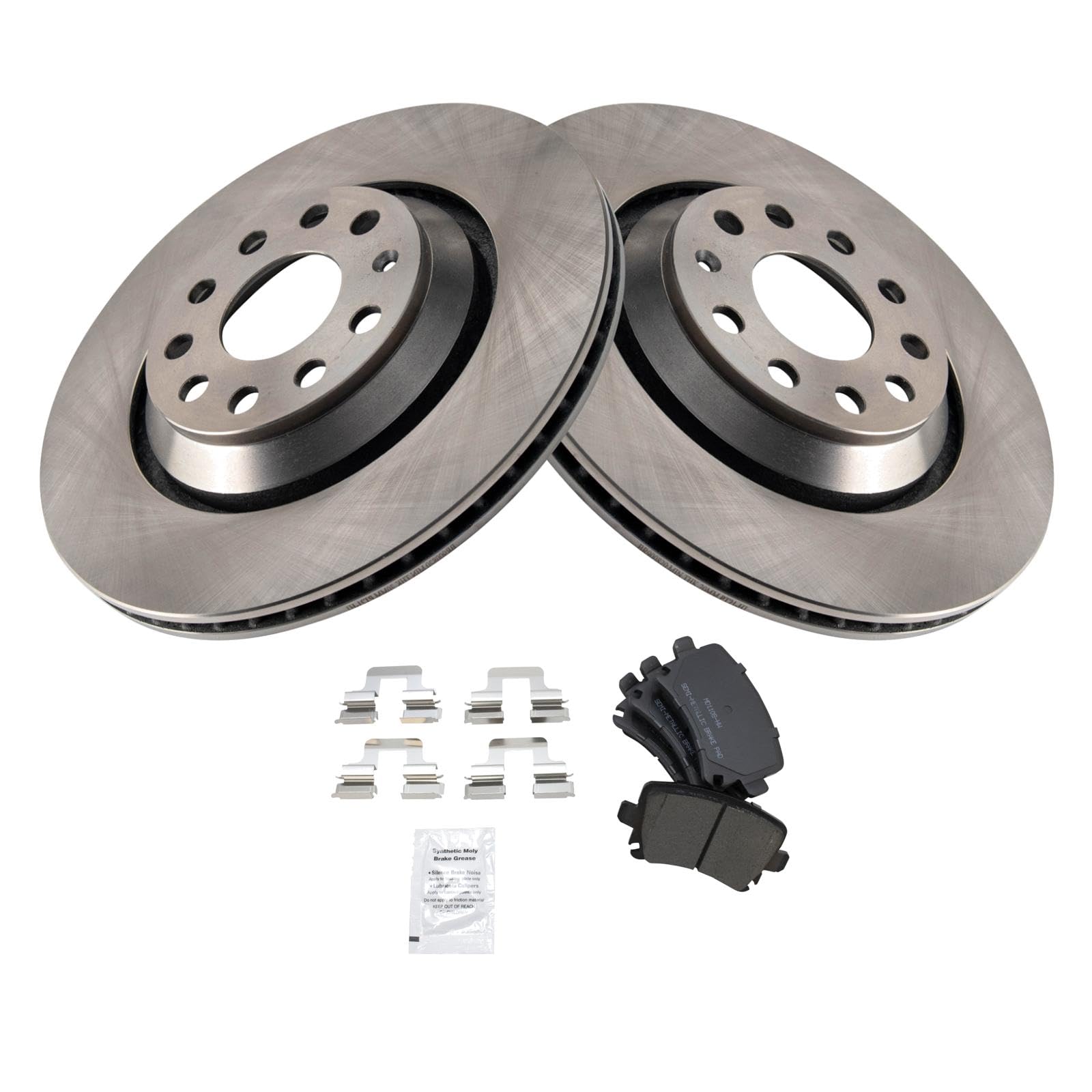 Trq Rear Brake Pad & Rotor Kit Brake Pads Brake Rotor Semi-Metallic Compatible With 2009-2013 Volkswagen Cc 2010 Passat 2008 R32