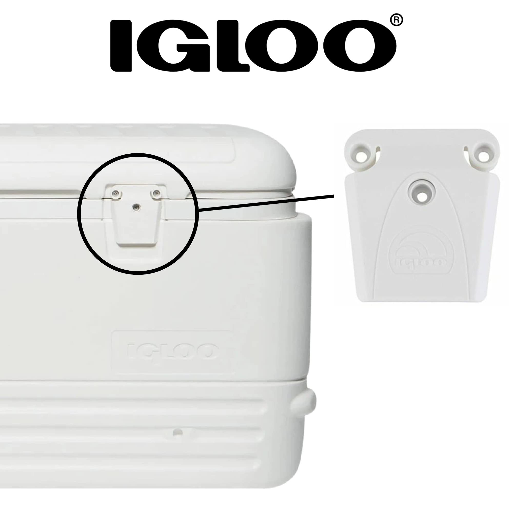 Igloo Cooler Plastic Latch (2-Pack) with Single-Screw Post & Screws, UV Inhibitors, White, Model FBA_24013