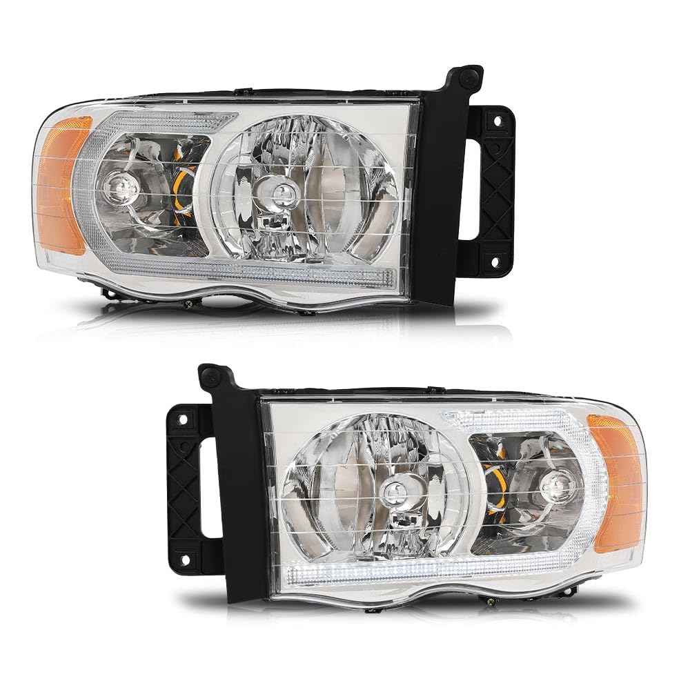 G-PLUS LED Headlights Headlamps Compatible with Dodge Ram 1500 2002-2005,Compatible with Dodge Ram 2500 3500 2003-2005 Chrome Cl