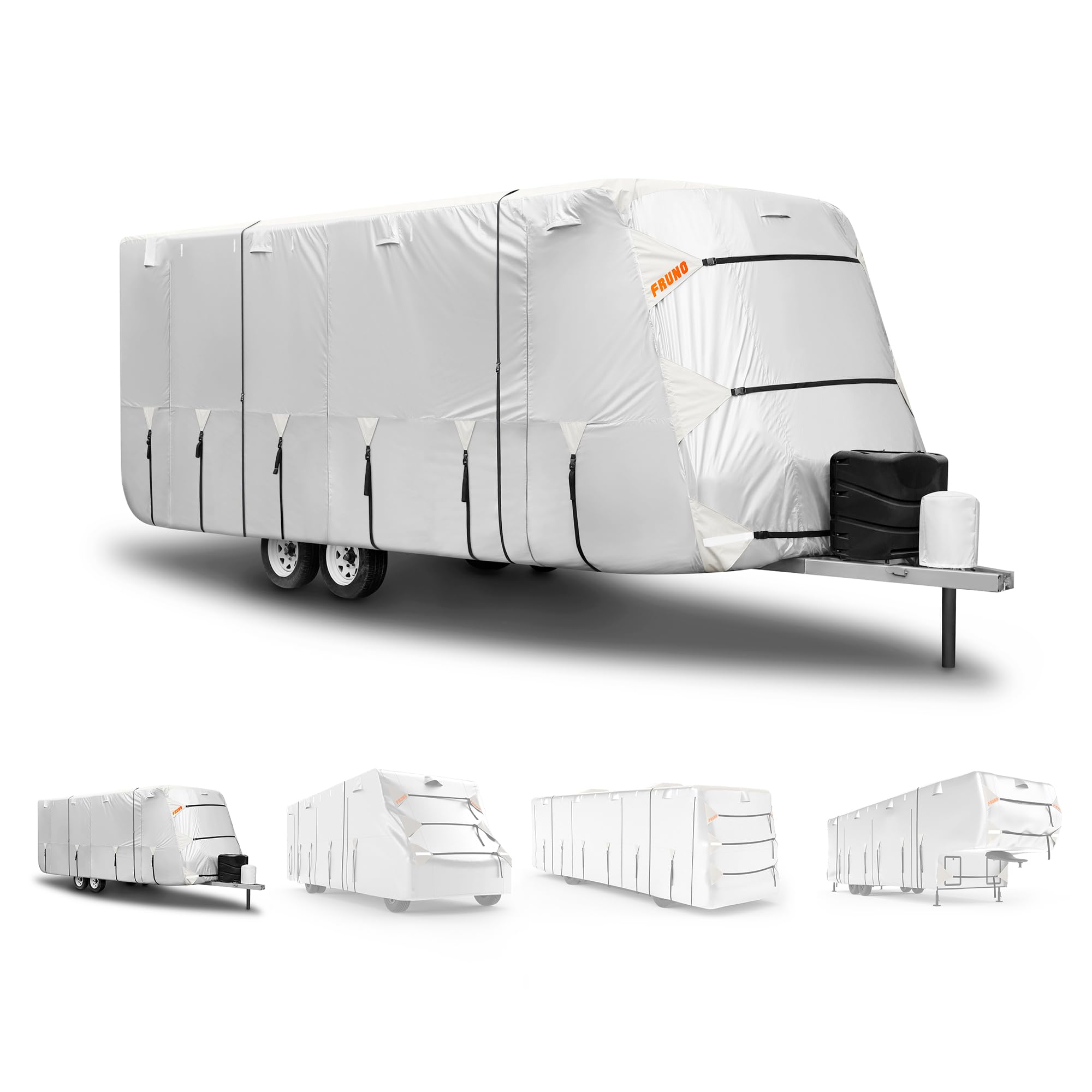 Fruno Oxford Fabric Travel Trailer Cover Rv Cover 35'-38' Waterproof Rip-Resistant Anti-Uv Camper Cover For Winter Snow With Jac