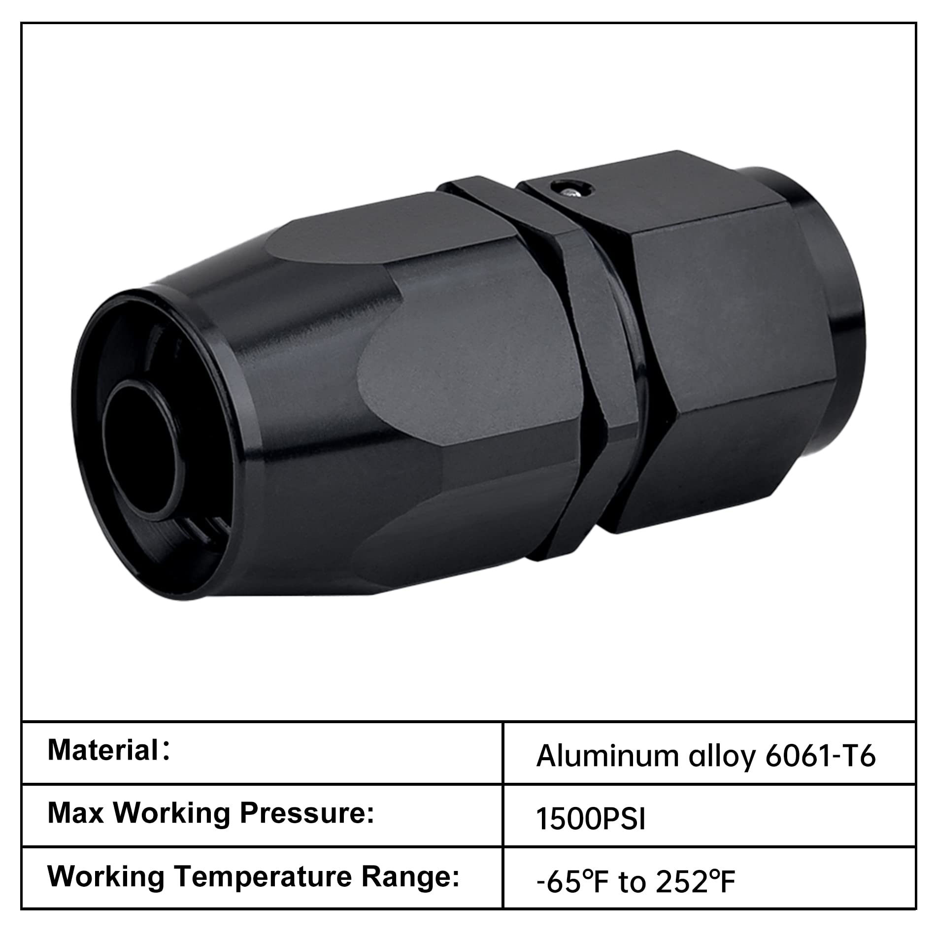 Evil Energy 8An Hose End Fitting Straight Swivel For Cpe Braided Hose Black 2Pcs