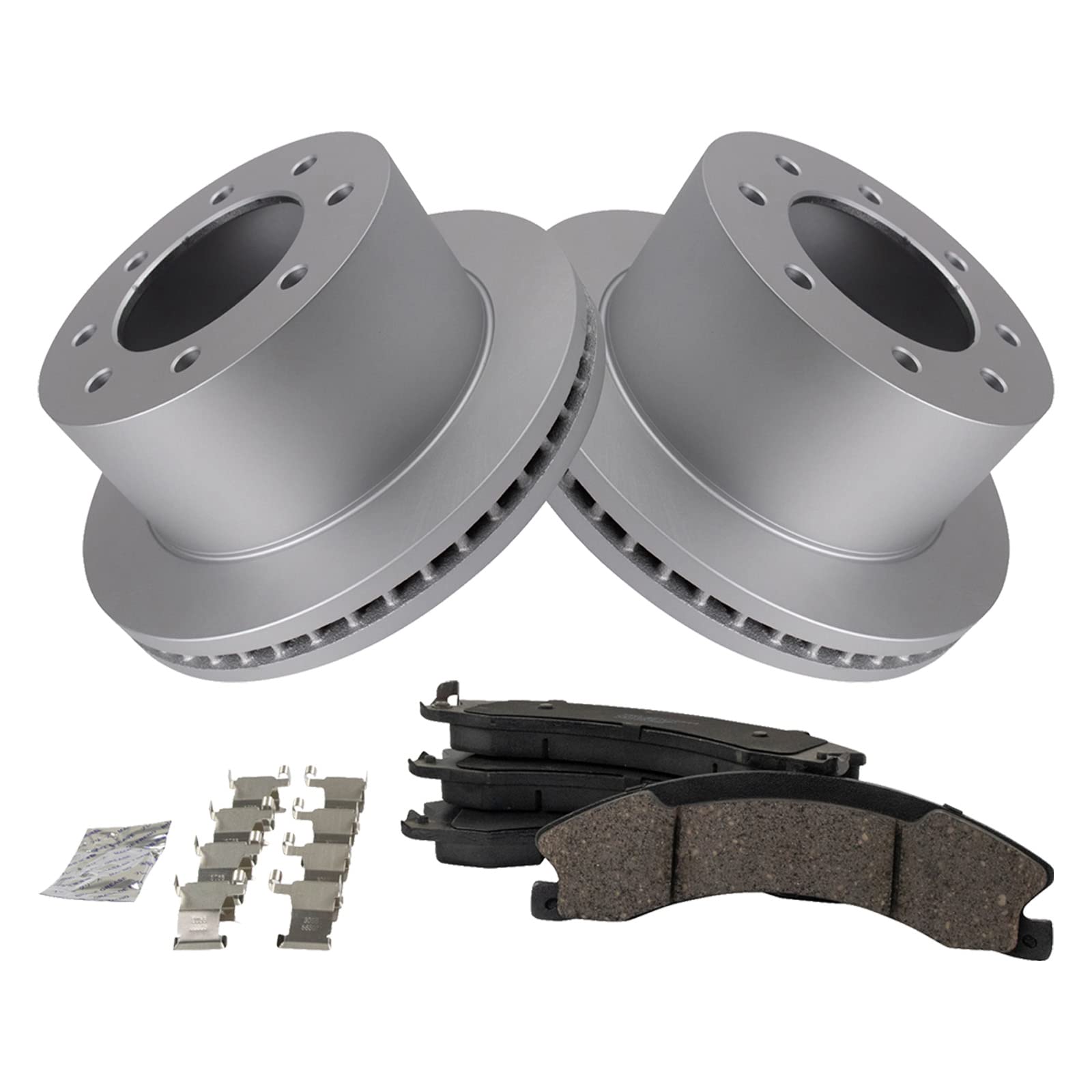 Trq Rear Brake Pad & Rotor Kit Brake Pads Brake Rotor Ceramic Vented Premium G-Coated Compatible With 2011-2019 Chevrolet Silver