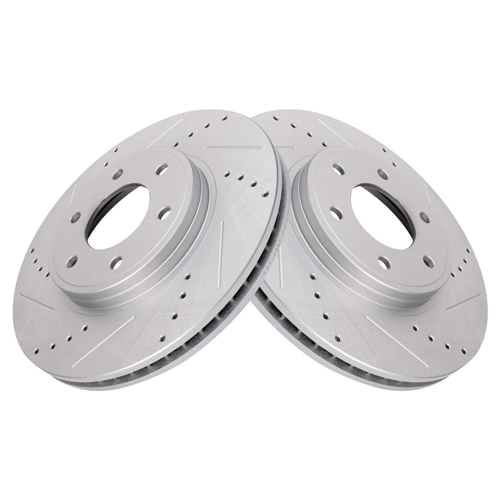 Trq Front Performance Brake Rotors Set Premium G-Coated Cross Drilled & Slotted Compatible With 2006-2009 Chevrolet Trailblazer