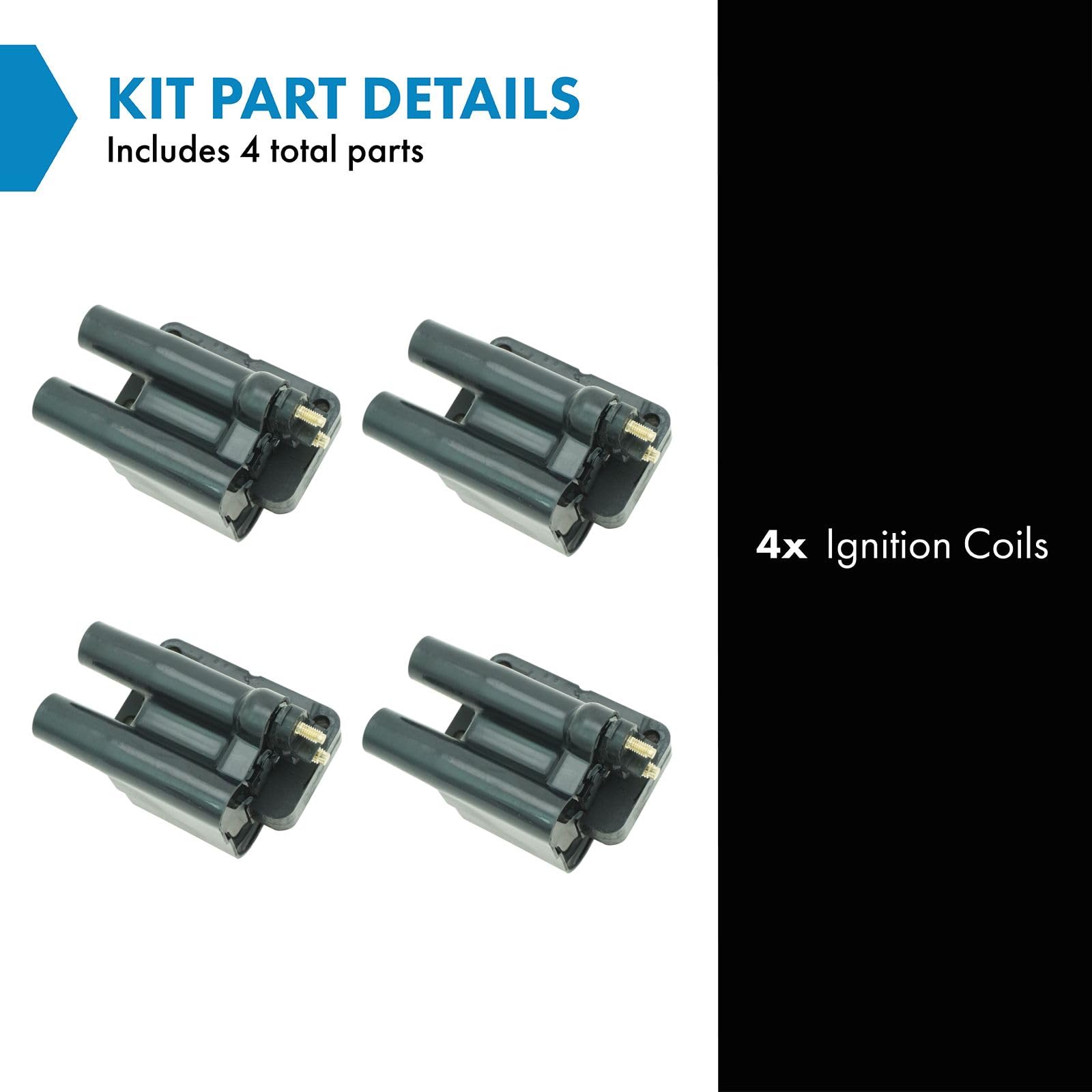 Trq Ignition Coil Set Compatible With 1995-1998 Eagle Talon 1995-1999 Mitsubishi Eclipse 1994-1996 Galant